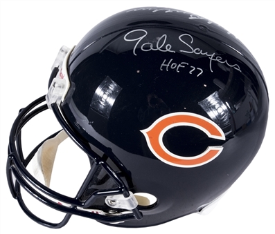 Dick Butkus & Gale Sayers Dual Signed & Inscribed Chicago Bears Helmet (Mounted Memories & PSA/DNA)